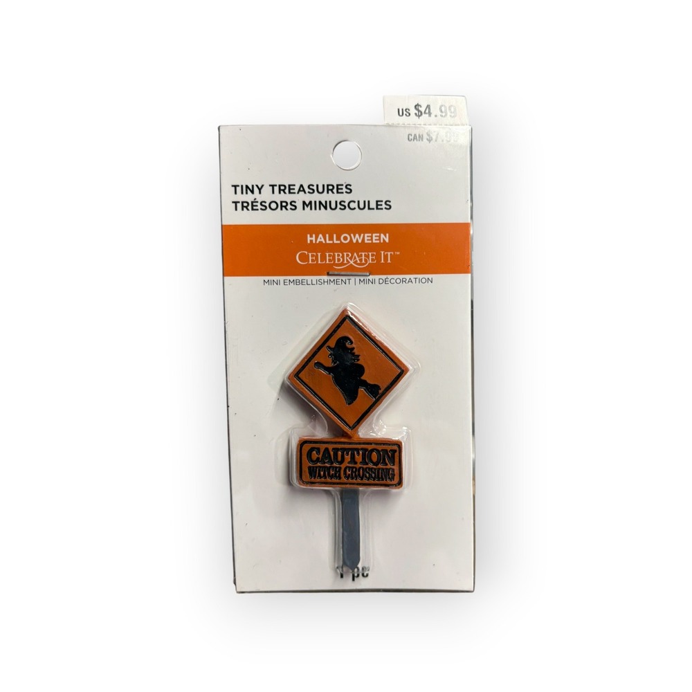 Celebrate It Tiny Treasures Halloween Caution Witch Crossing Mini Embellishment